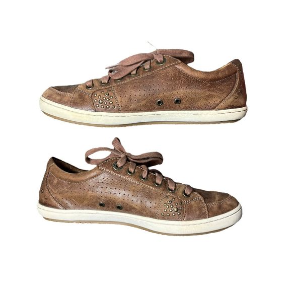 Taos Shoes Womens 8.5 EU39 Freedom Sneakers Brown Leather Casual Walking Studded - Picture 6 of 12